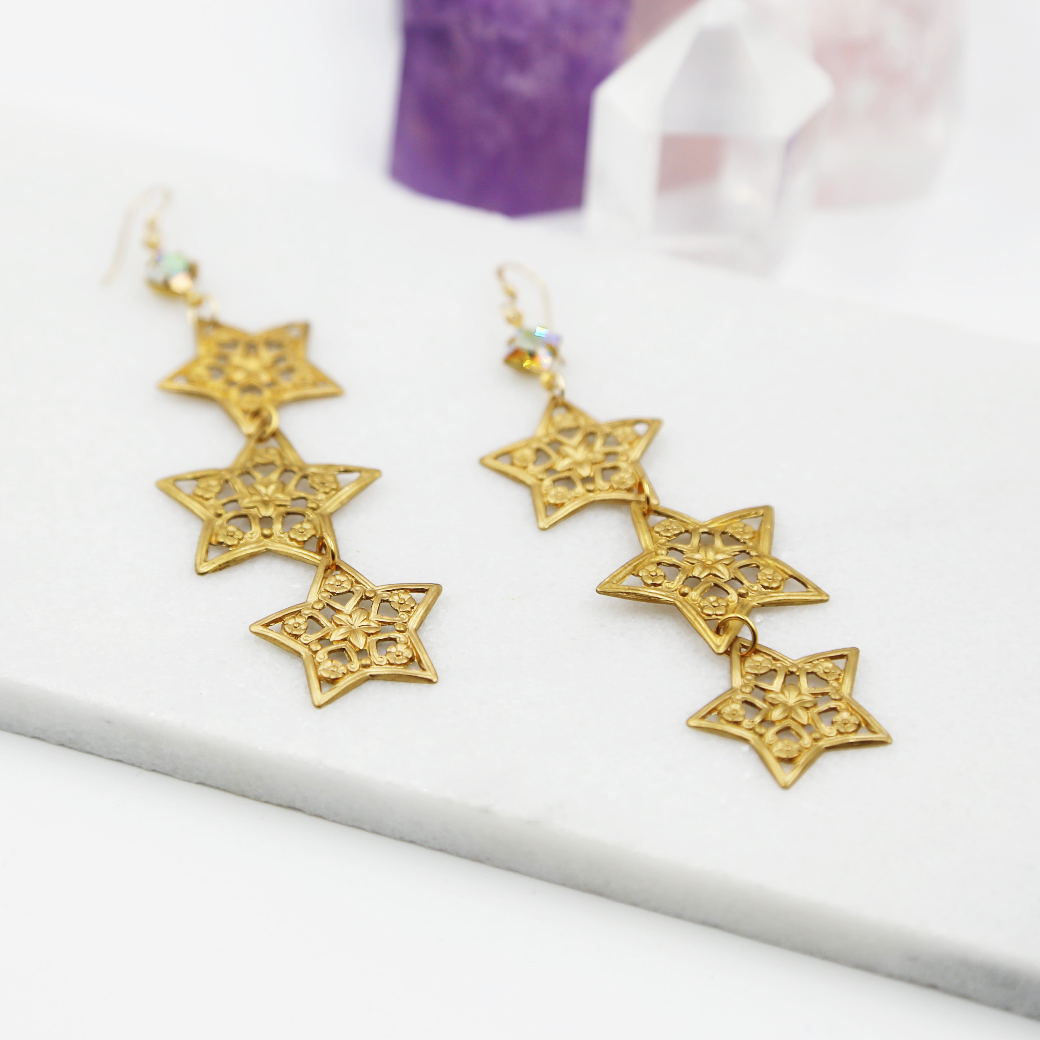 Buy 10pcs Real Gold Plated Star Earrings,ear Stud,star Post Earring With  Loop, Ear Wire,earrings Accessories,diy Earring Attachment Online in India  - Etsy