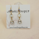 Triple Stone Swarovski Drop Earrings