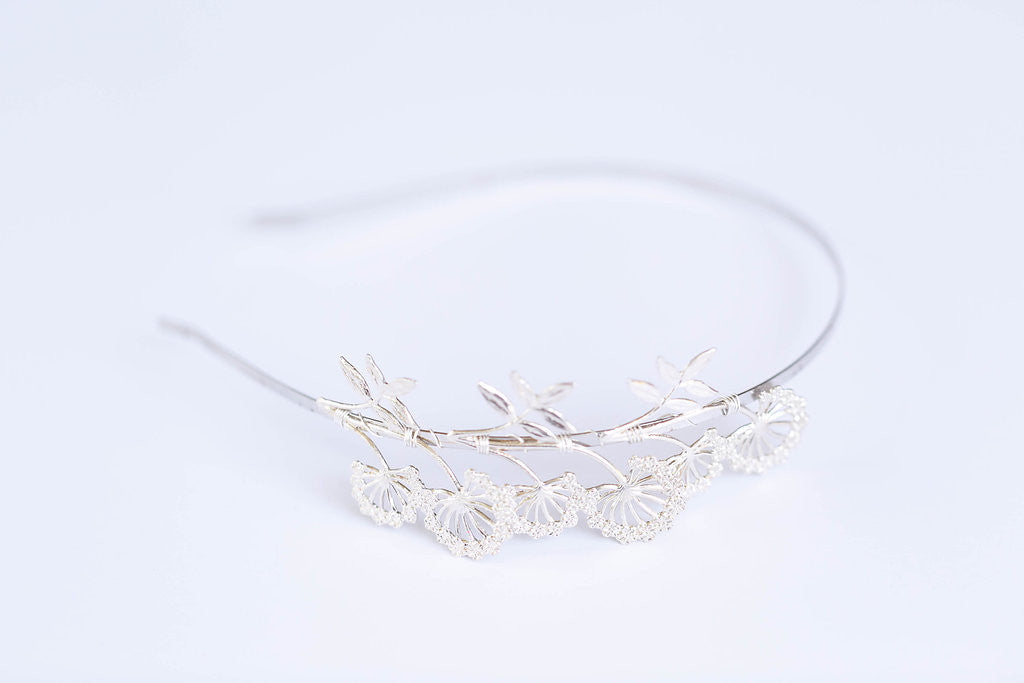 silver flower headband