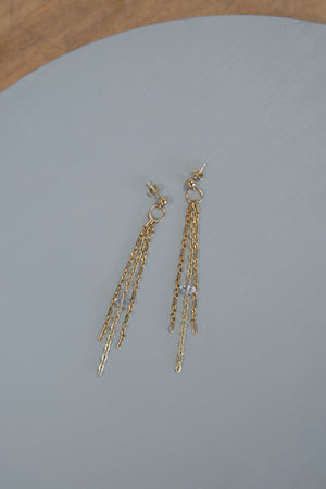 Bella - Gold Chain + Herkimer Diamond Fringe Earrings