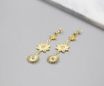 Triple Star Gold Cascading Earrings