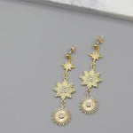 Triple Star Gold Cascading Earrings