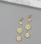 Triple Star Gold Cascading Earrings