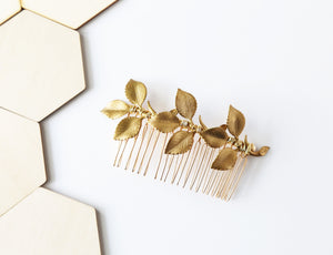 gold leaf bridal comb