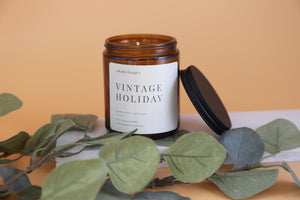 Vintage Holiday Candle - Scented Holiday Candle, Scents of pine and warm spice