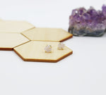 Hexagon Natural Druzy Stud Earrings