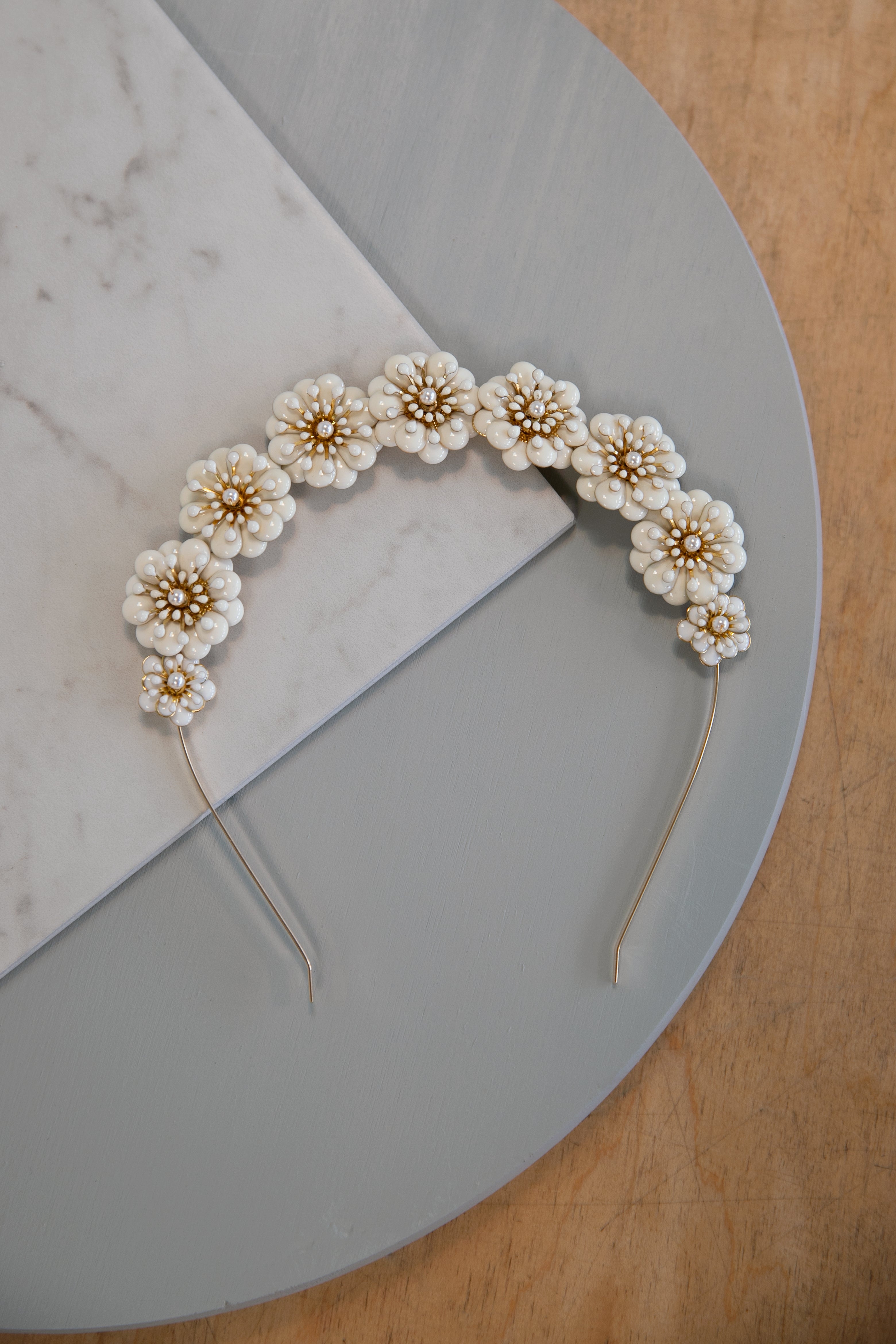 Muriel - Gold and White Flower Crown