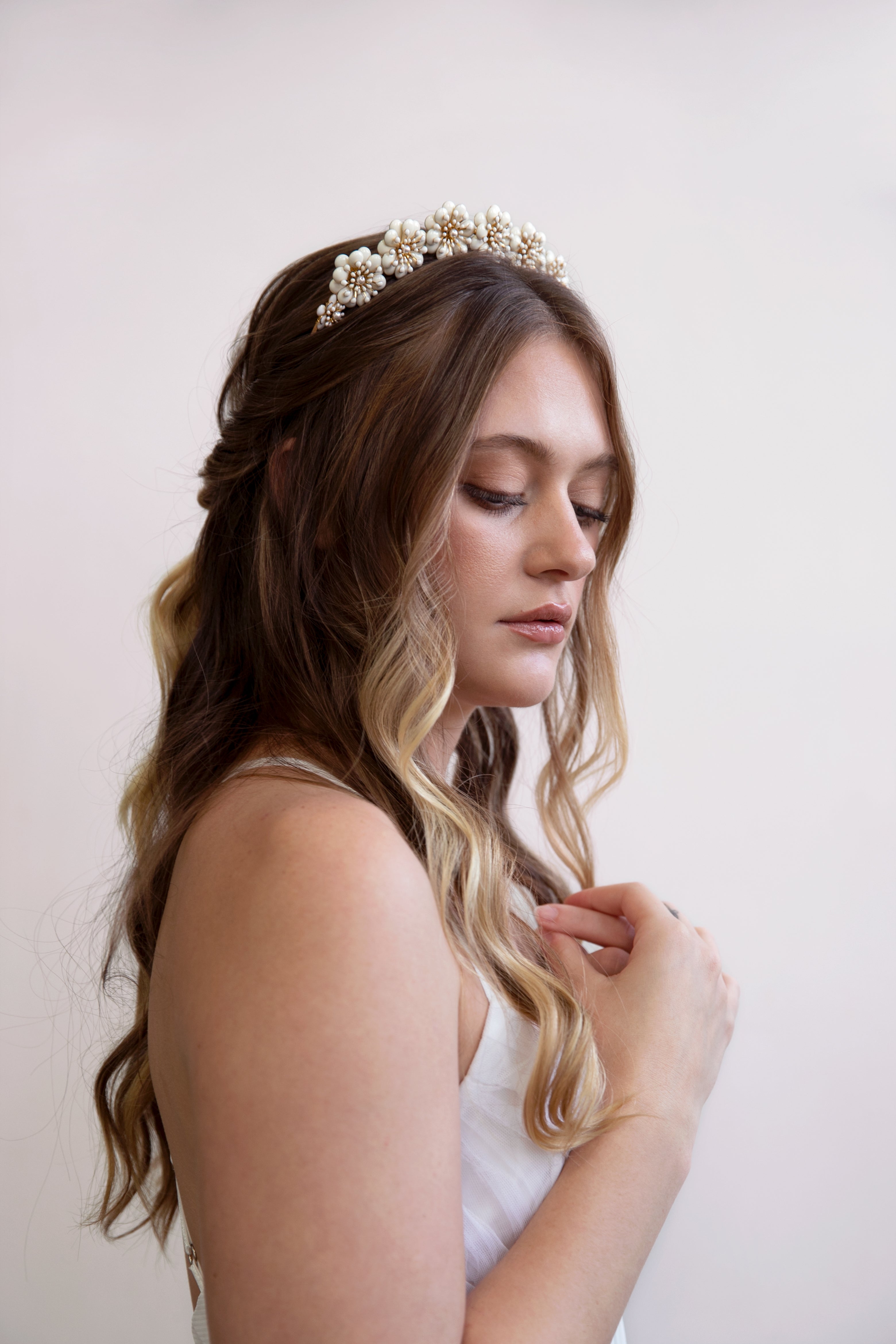 Muriel - Gold and White Flower Crown