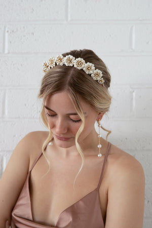 Muriel - Gold and White Flower Crown