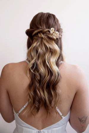 Daisy - Set of Three White and Gold Flower Hairpins