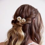 Daisy - Set of Three White and Gold Flower Hairpins