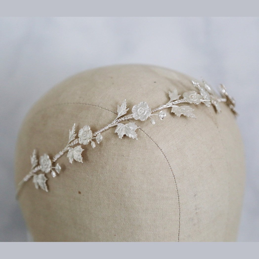 silver bridal headband crown 