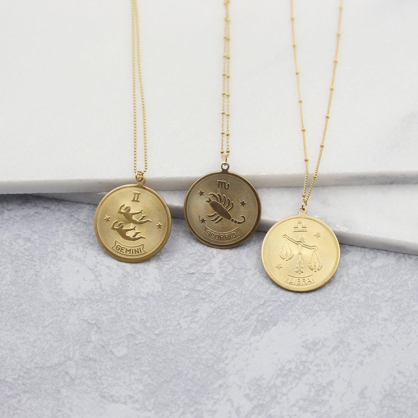 Large Medallion Zodiac Horoscope Necklace - Astrology, Constellation Necklace