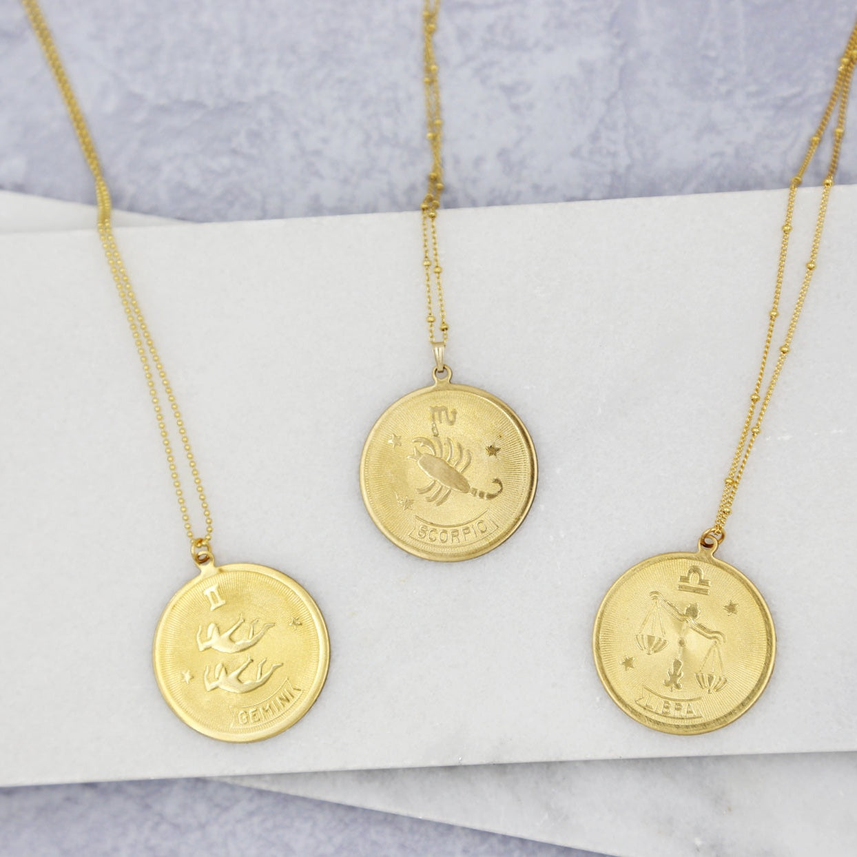 Large Medallion Zodiac Horoscope Necklace - Astrology, Constellation Necklace